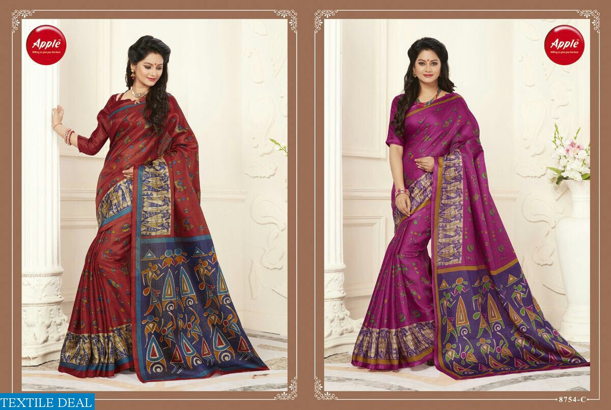 apple madhubani vol-5 wholesale cotton silk saree